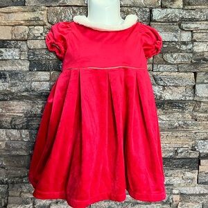 Max Studio Red Velvet Kids Dress with Cream Trim